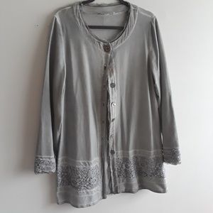 Gray Lightweight jacket with crochet detai…